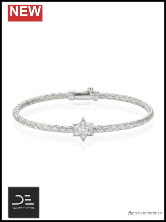 Jewelry - Sterling Silver Star of David CZ Bangle Bracelet Jewish Faith Gift